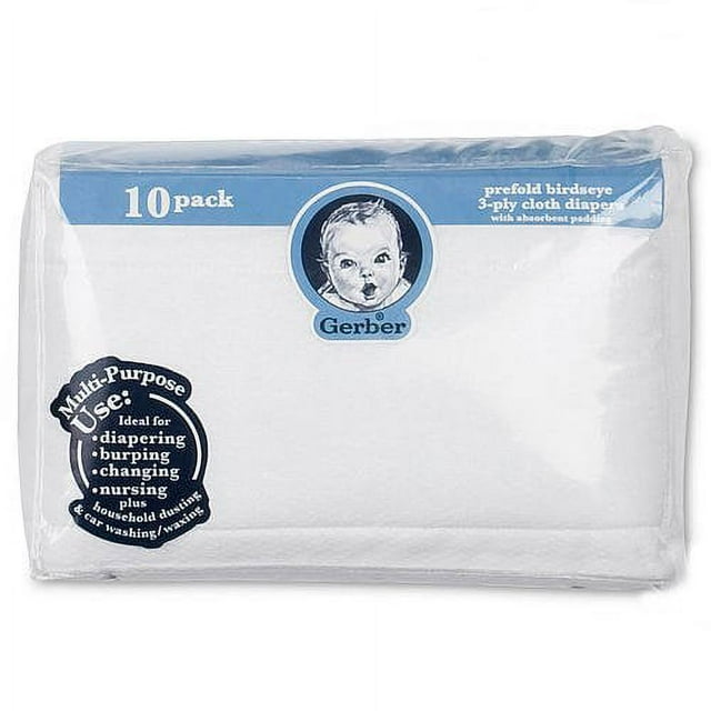 Gerber Prefold Birdseye 3Ply Cloth Diapers 10pk