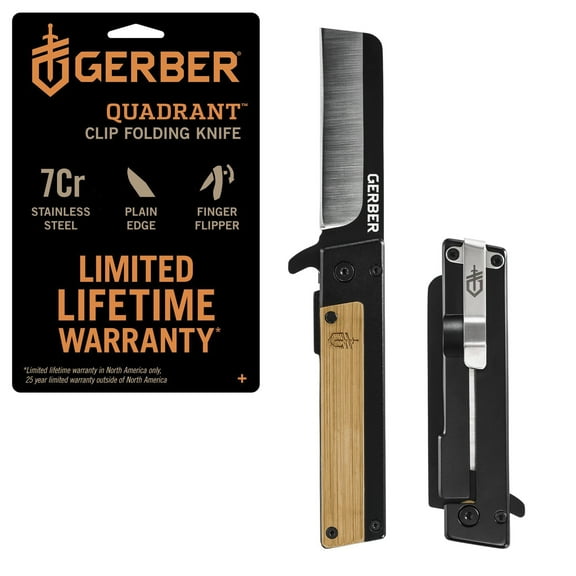 Gerber Gear Quadrant Pocket Knife with Pocket Clip, Bamboo