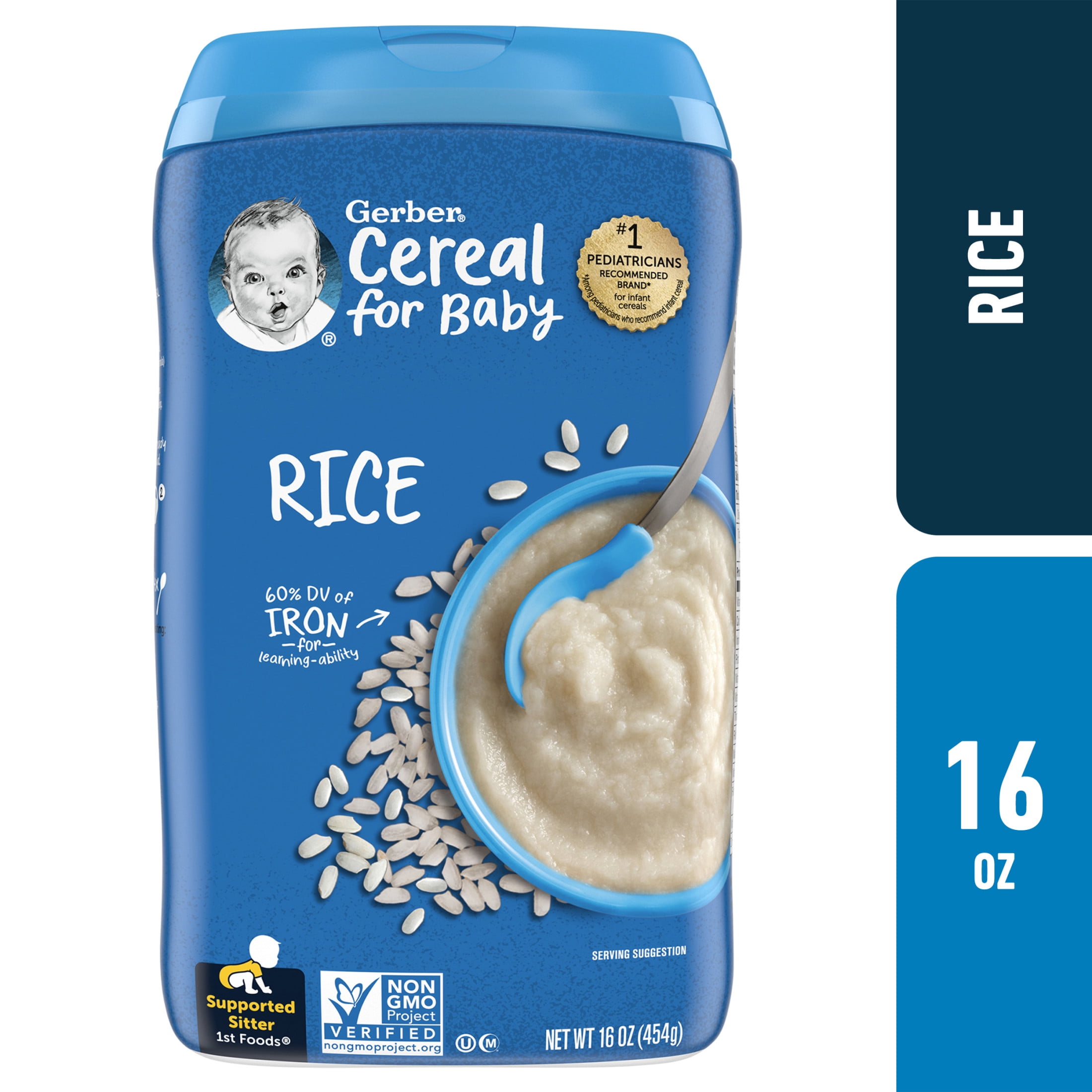 Gerber Stage 1 Baby Food Rice Cereal 8 oz Canister