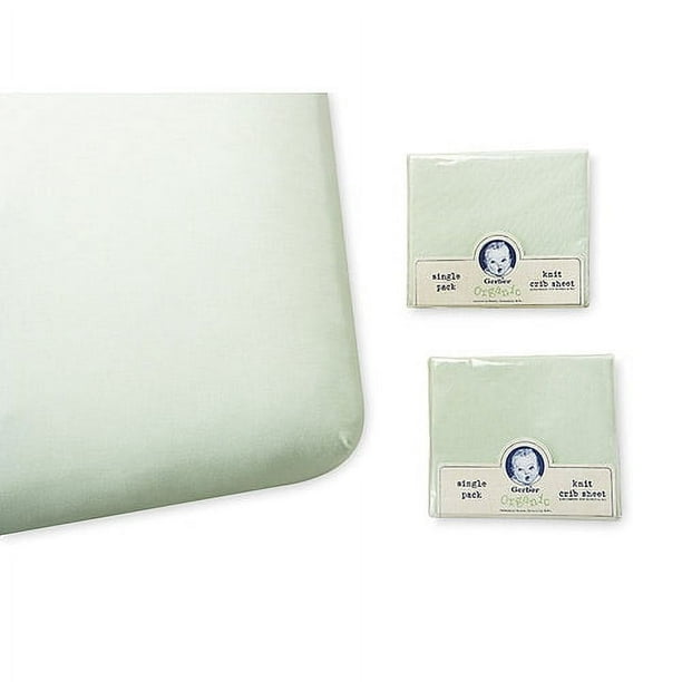 Gerber Set of 2 Organic Cotton Crib Sheets, Sage