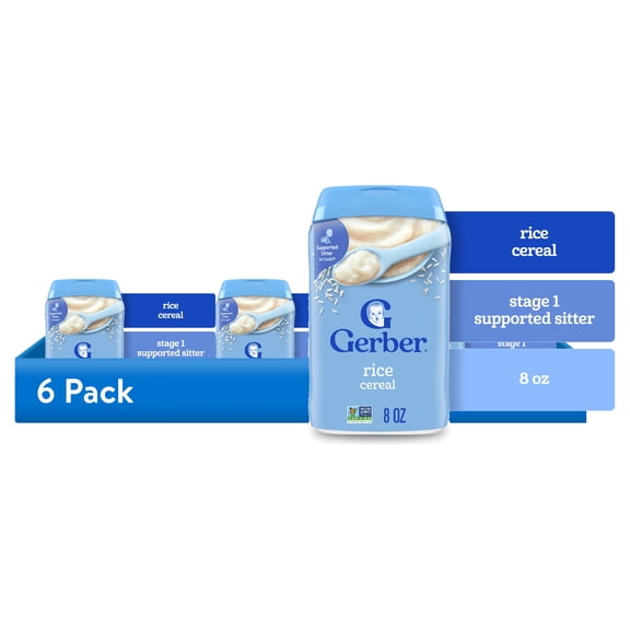 (6 pack) Gerber Stage 1 Baby Food, Baby Rice Cereal, Gerber Cereal For Baby, Infant Cereal, 6PK