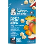 Gerber Snacks for Baby Fruit & Veggie Melts Baby Snack, Truly Tropical Blend, 1 oz Bag