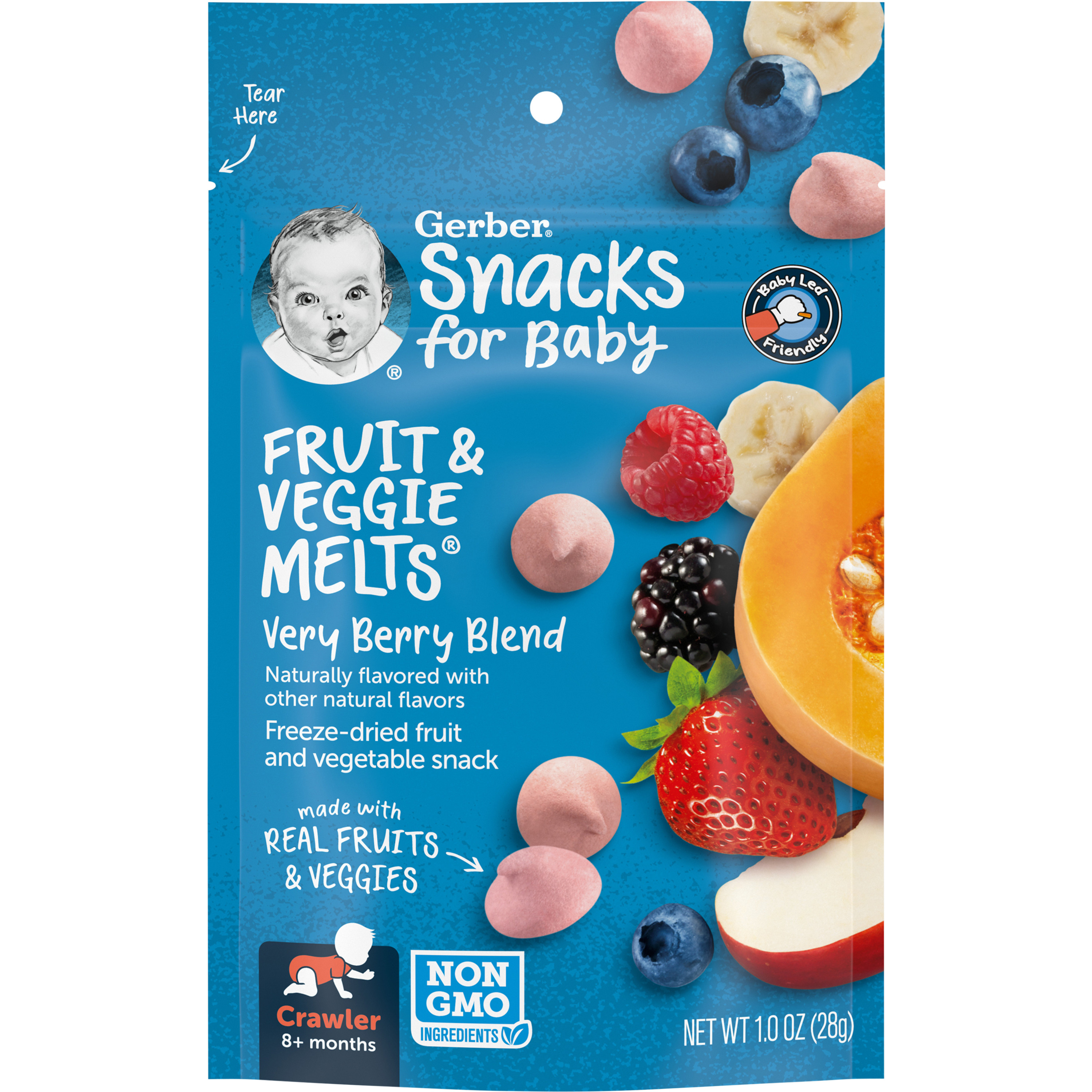 Gerber Snacks for Baby Fruit & Veggie Melts Baby Snack, Very Berry Blend, 1 oz Bag - image 1 of 9