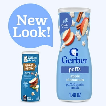 Gerber Snacks for Baby Grain & Grow Puffs, Apple Cinnamon, 1.48 oz Canister