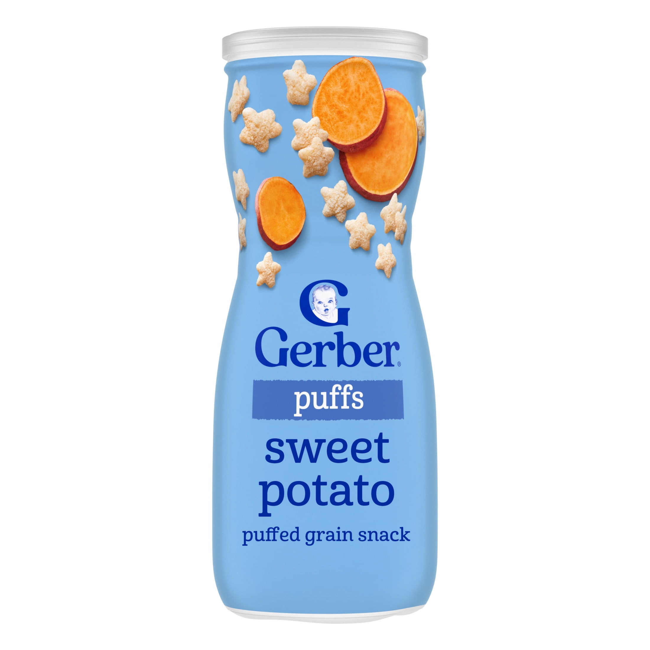 Gerber Snacks for Baby Grain & Grow Puffs, Sweet Potato, 1.48 oz Canister