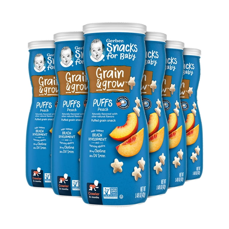 Gerber Snacks for Baby Grain Grow Puffs Peach 1.48 oz