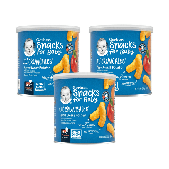 Gerber Snacks for Baby Lil Crunchies, Apple Sweet Potato, 1.48 Ounce, 3 Count