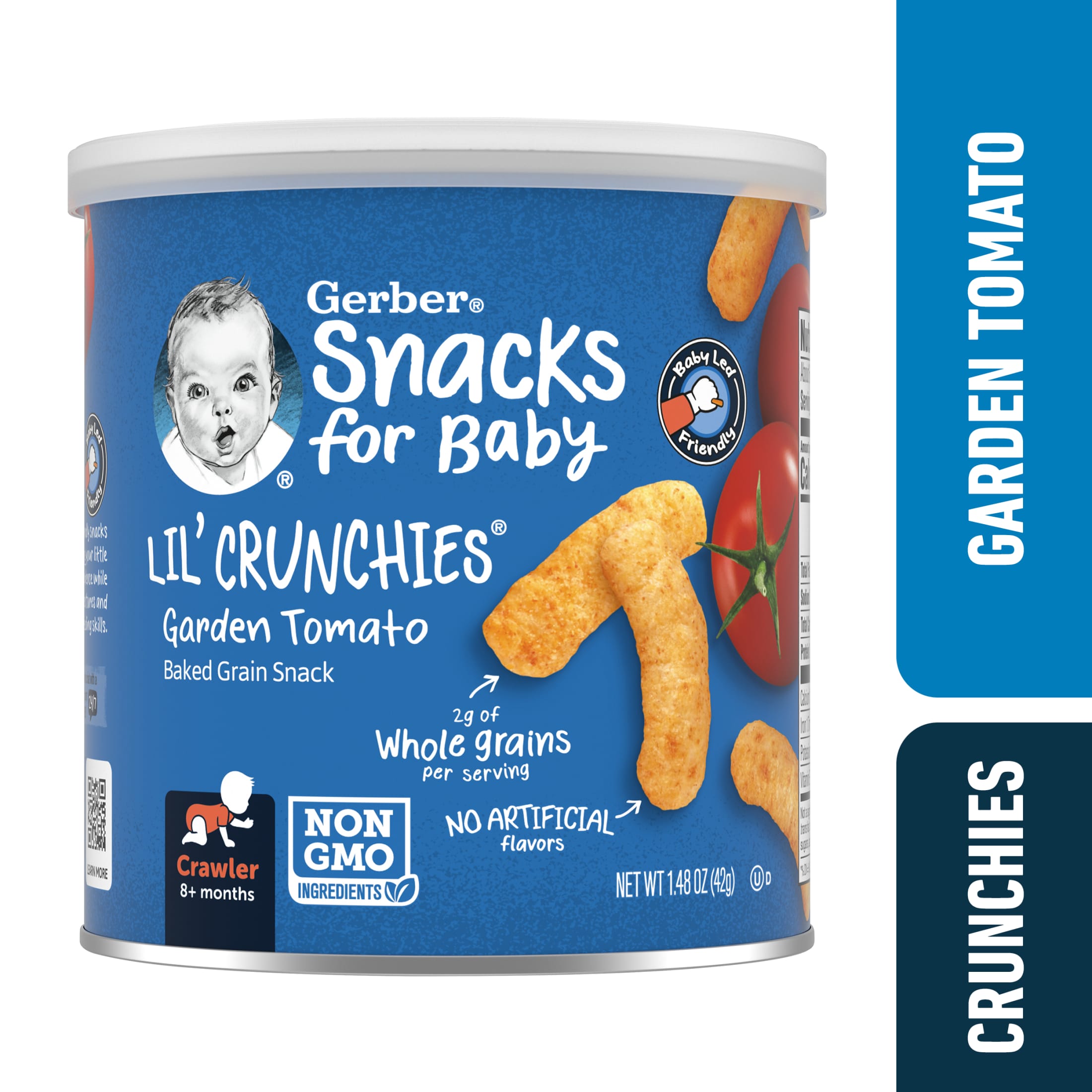 Gerber Snacks for Baby Lil Crunchies Garden Tomato Puffs, 1.48 oz Canister - image 1 of 6