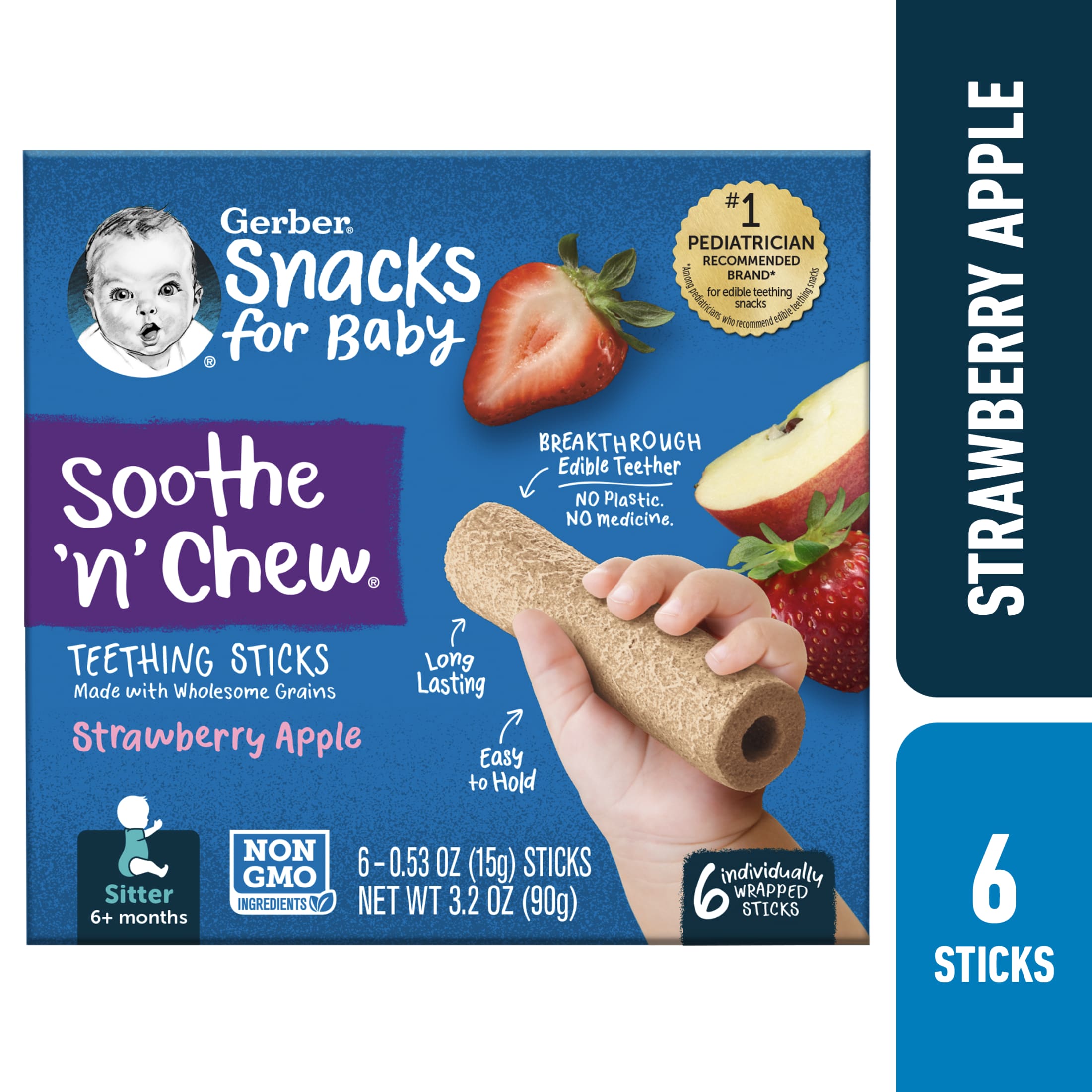 Gerber Snacks for Baby Teether Wheels, Apple Harvest, 1.48 oz Canister