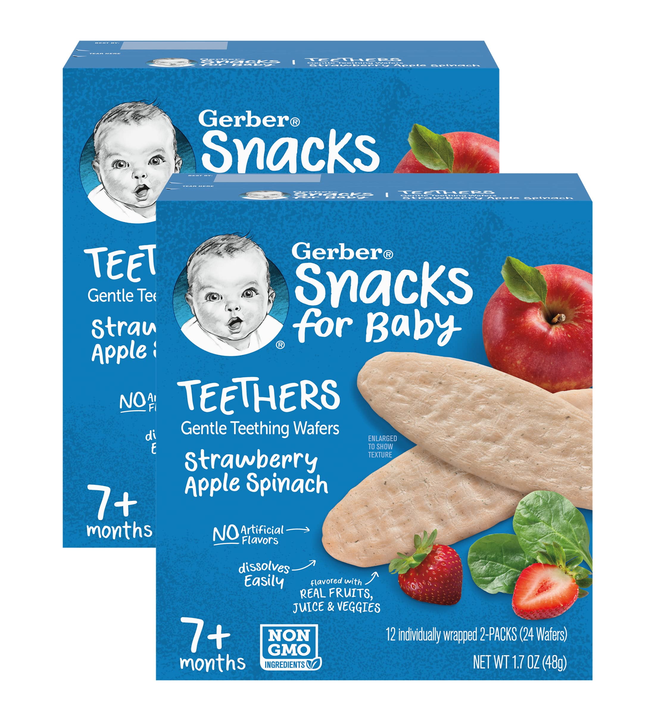 Gerber Snacks for Baby Teethers, Strawberry Apple Spinach, 1.7 oz Box