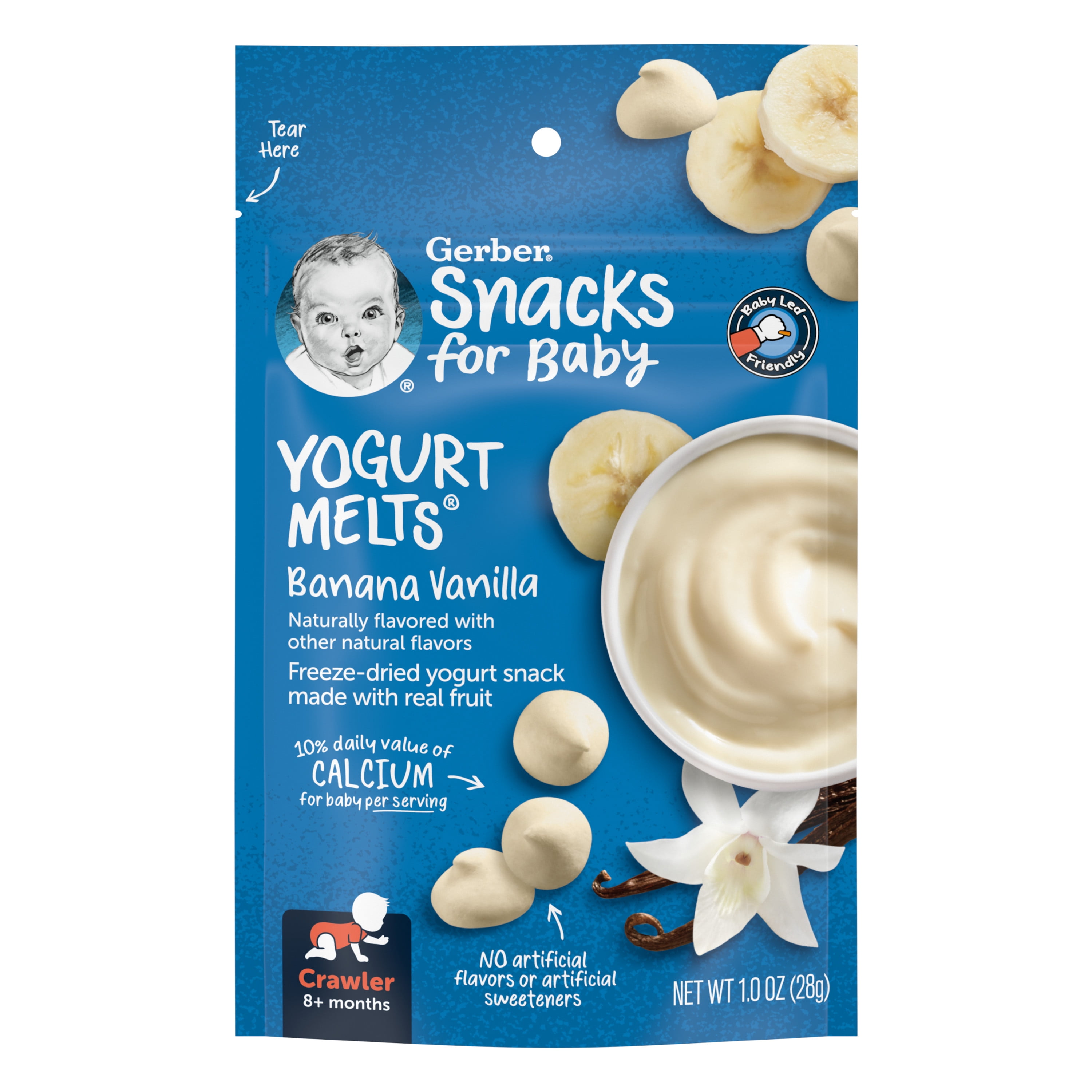 Gerber Snacks for Baby Yogurt Melts Banana Vanilla Freeze Dried Yogurt