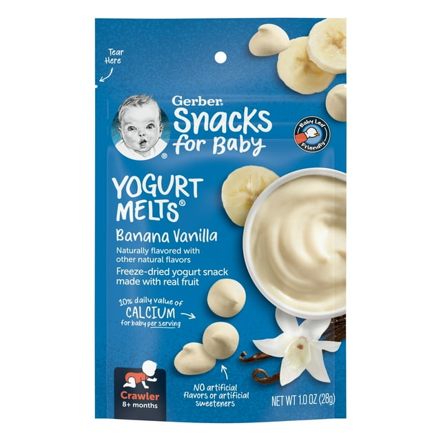 Gerber Snacks for Baby Yogurt Melts Banana Vanilla Freeze Dried Yogurt, 1 oz Bag