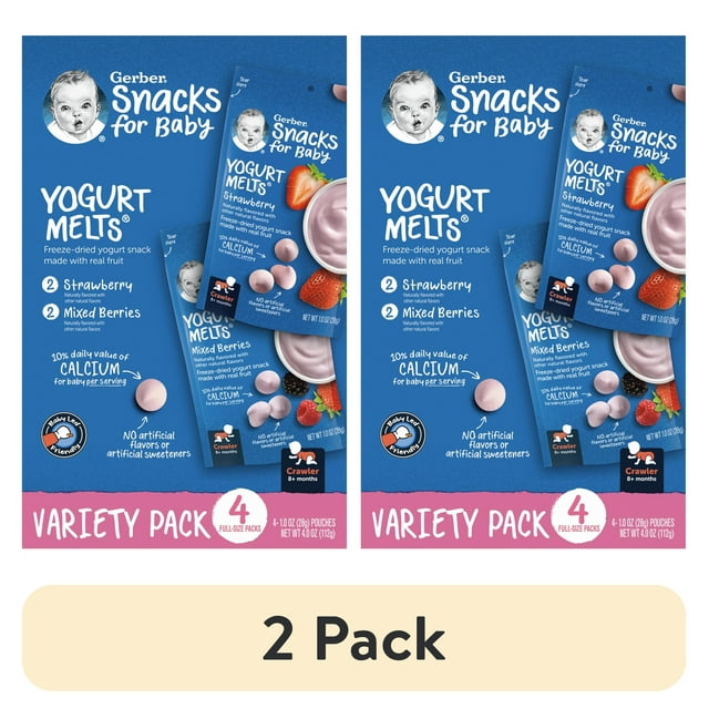 (2 pack) Gerber Snacks for Baby Yogurt Melts, Strawberry & Mixed Berry