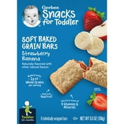 Gerber Snacks for Toddler Soft Bakedrain Bars, Strawberry Banana, 5.5 Ounce