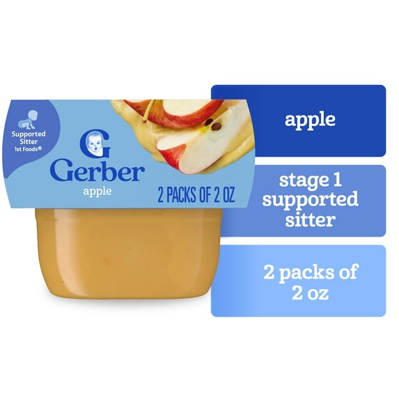 Gerber 1st Foods Baby Food, Apple Puree, Clean Label Project, 2 oz Tubs (2 Pack)