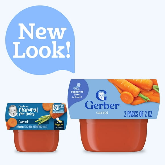 Gerber 1st Foods Baby Food, Carrot, 2 oz Tubs (2 Pack)