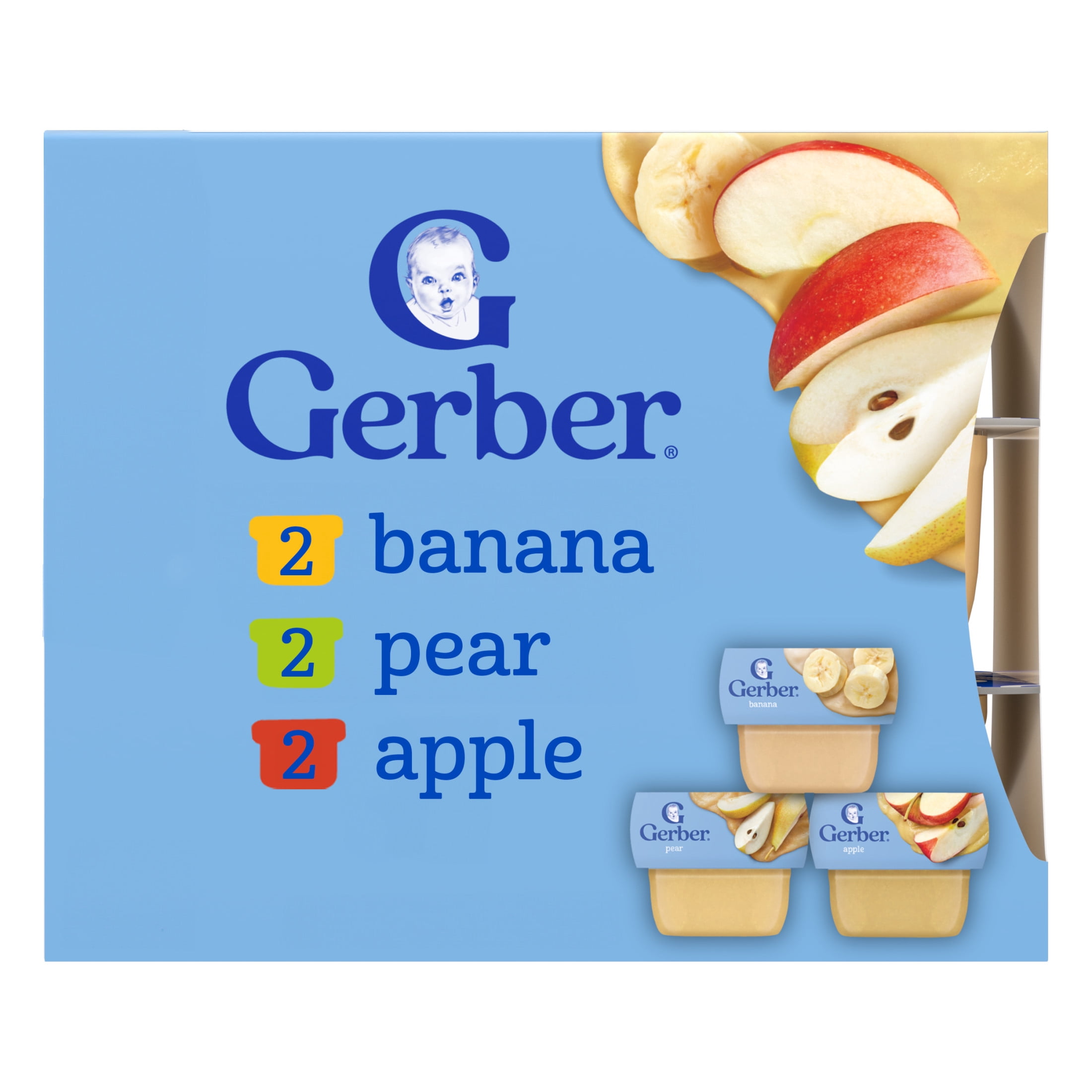 Gerber My 1st Fruits Starter Kit Baby Food, Banana Pear Apple, 2 oz Tubs (12 Pack)