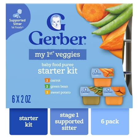 Gerber My 1st Veggies Starter Kit, Baby Food Puree, 2 oz Tubs, Variety (6 Pack)
