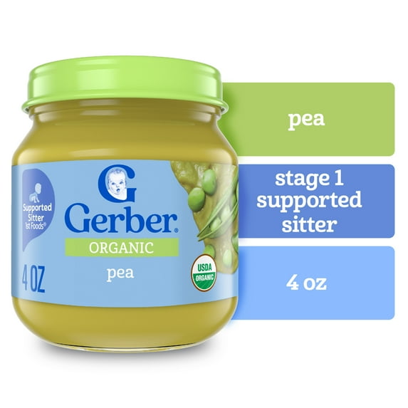 Gerber 1st Foods Organic for Baby Baby Food, Pea, 4 oz Jar