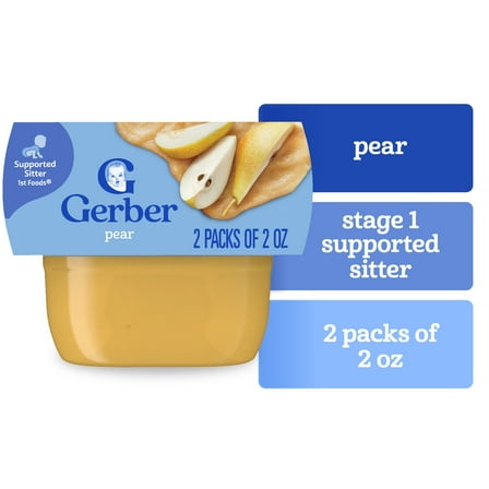 Gerber 1st Foods Baby Food, Pear, 2 oz Tubs (2 Pack)