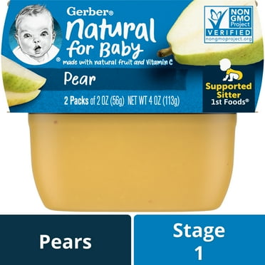 Gerber Stage 1 Baby Food Pear Puree, 2 oz Tubs (2 Pack)
