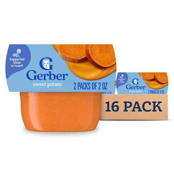 Gerber 1st Foods Natural for Baby Baby Food, Sweet Potato 2 oz Tubs (16 Pack)