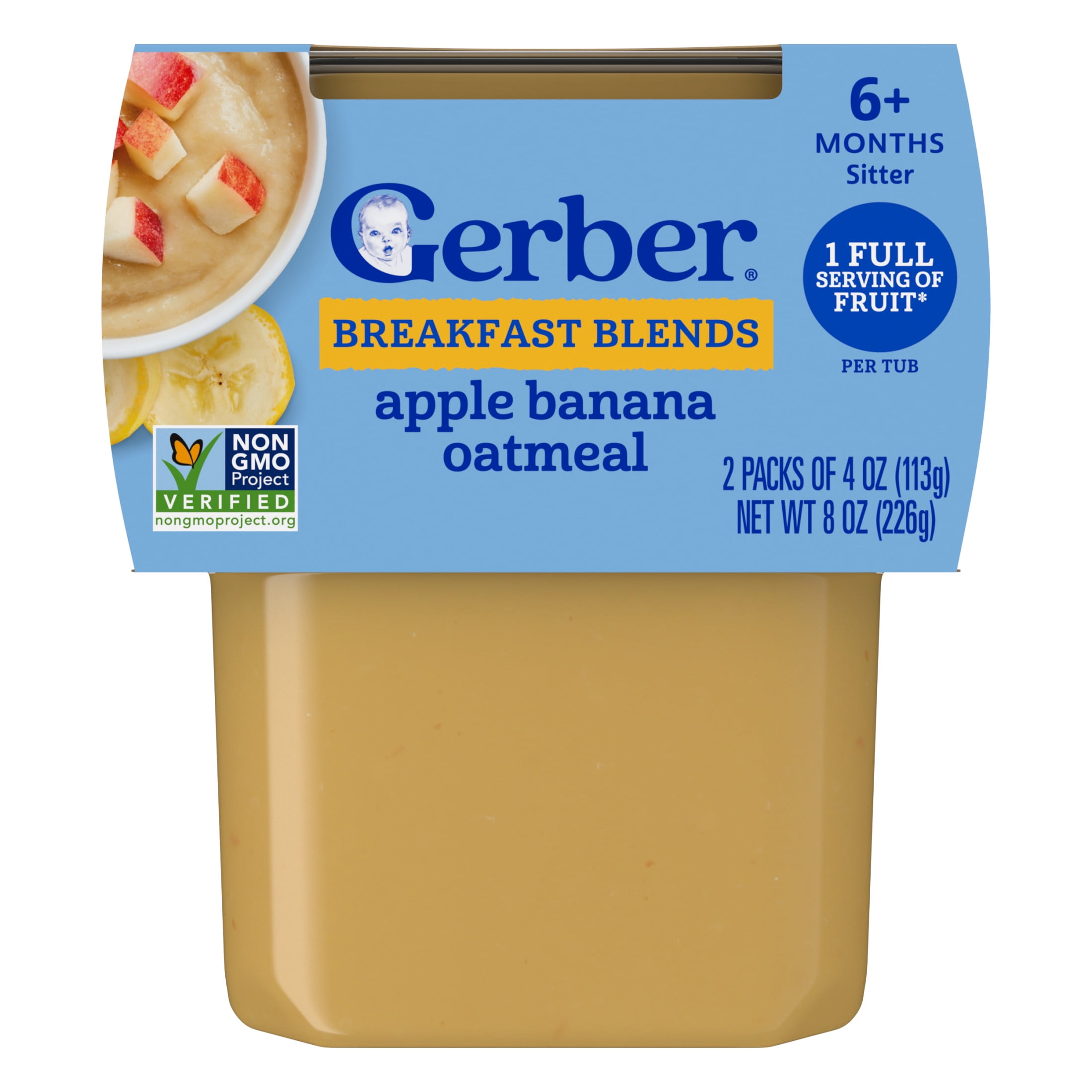 Gerber 2nd Foods Baby Food, Apple Banana with Oatmeal, 4 oz Tubs (2 Pack)