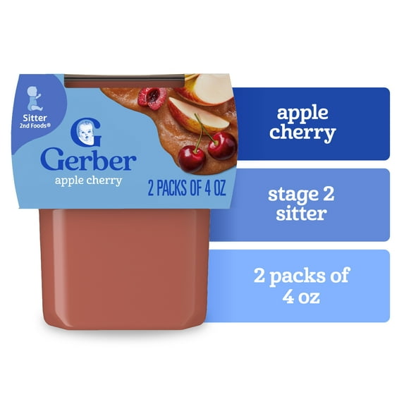 Gerber 2nd Foods Natural for Baby Baby Food, Apple Cherry, 4 oz Tubs (2 Pack)