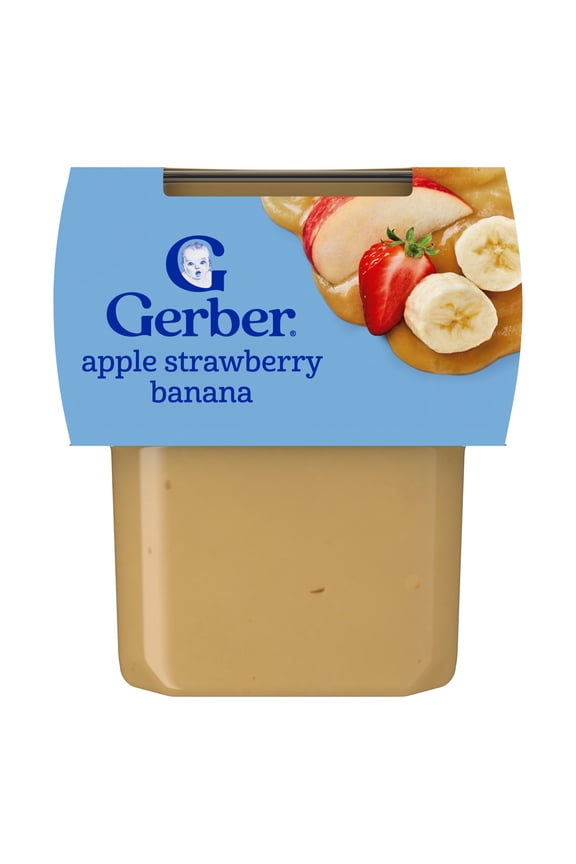 Stage 2 Baby Food, Apple Strawberry Banana Puree Tubs, Baby Puree, 2PK 8 oz