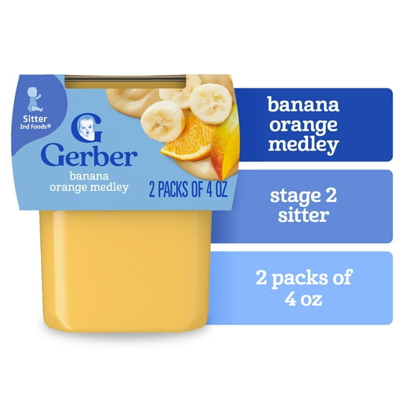 Gerber 2nd Foods Baby Food, Banana Orange Medley, 4 oz Tubs (2 Pack)
