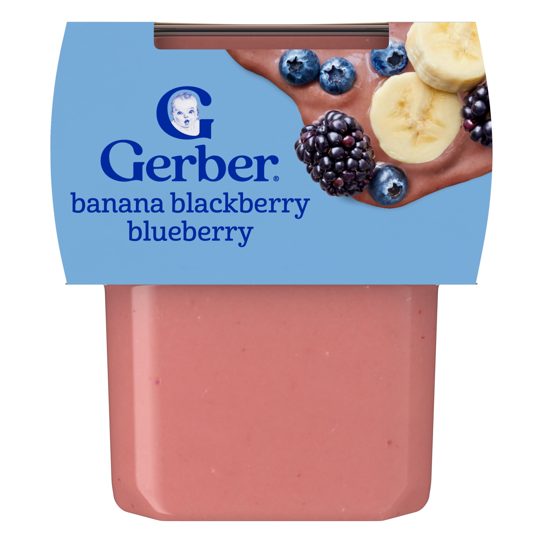 Gerber 2nd Foods Baby Food, Banana Blackberry Blueberry, 4 oz Tubs (2 Pack)