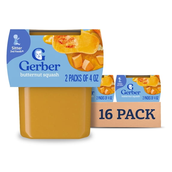 Gerber 2nd Foods Natural for Baby Baby Food, Butternut Squash, 4 oz Tubs (16 Pack)