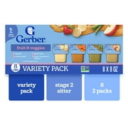Gerber 2nd Foods Baby Food, Fruit & Veggies Puree Classics, Variety Pack, 4 oz Tub 16 Pack