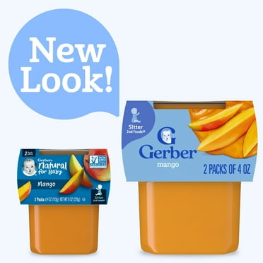 Gerber Stage 2 Baby Food, Mango Puree Tub, Baby Puree, 2PK 8 oz