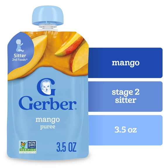 Gerber Stage 2 Baby Food, Mango Puree Pouch 12 ea