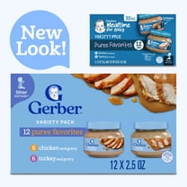 Gerber 2nd Foods Puree Favorites, Chicken and Turkey Baby Food Variety Pack, 2.5 oz Jars (12 Pack)