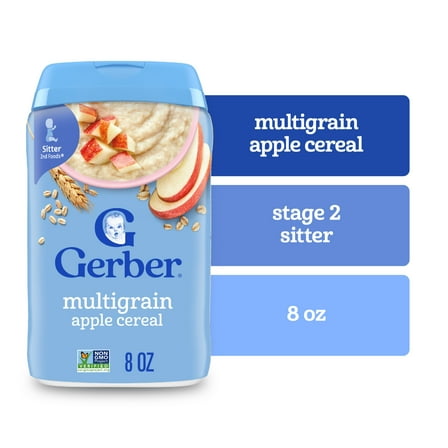 Gerber Stage 2 Baby Food, Multigrain Apple Cereal, Whole Grains, Baby Cereal 8 oz