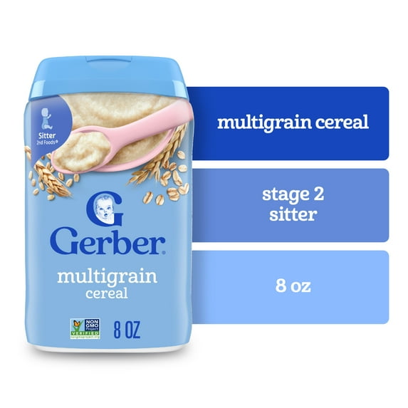 Gerber Stage 2 Baby Food, Multigrain Cereal, Whole Grains, Baby Cereal 8 oz
