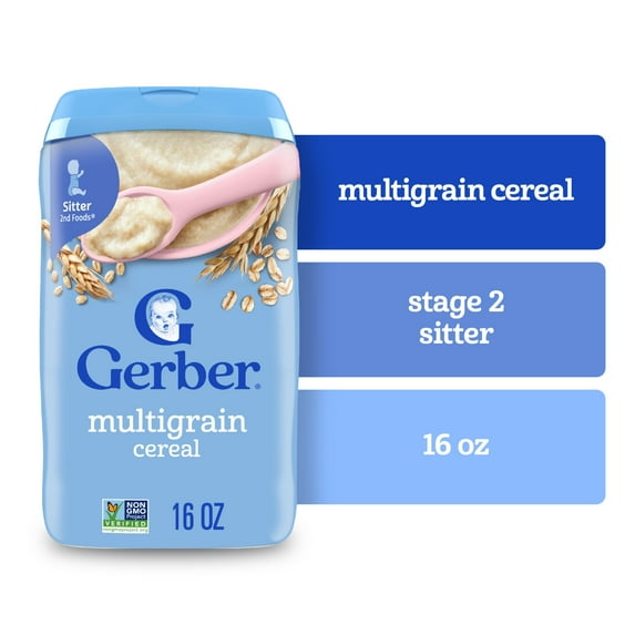 Gerber Stage 2 Baby Food, Multigrain Cereal, Whole Grains, Baby Cereal 16 oz