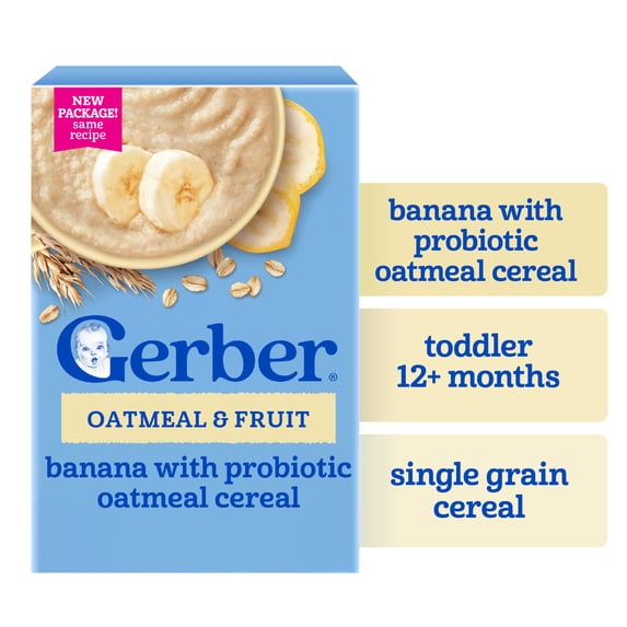 Gerber Toddler Cereal, Banana with Probiotic Oatmeal Cereal, Toddler Food 8 oz