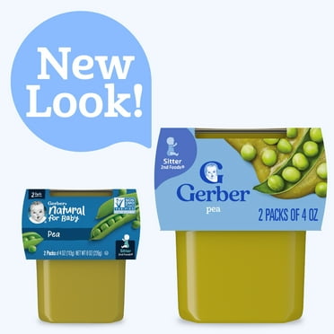 Gerber 2nd Foods Natural for Baby Baby Food, Pea, 4 oz Tubs (2 Pack)