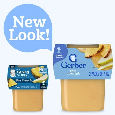 Gerber Stage 2 Baby Food, Pear Pineapple Puree Tub, Baby Puree, 2PK 8 oz
