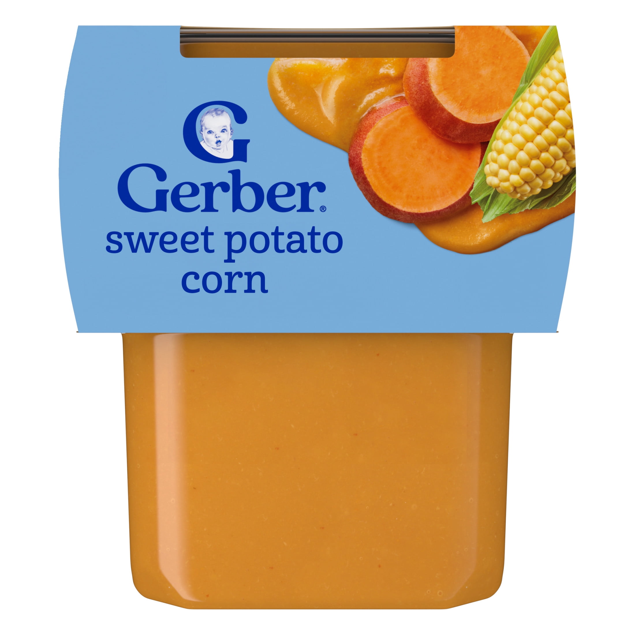 Gerber 2nd Foods Natural for Baby Veggie Power Baby Food, Sweet Potato Corn, 4 oz Tubs (2 Pack)