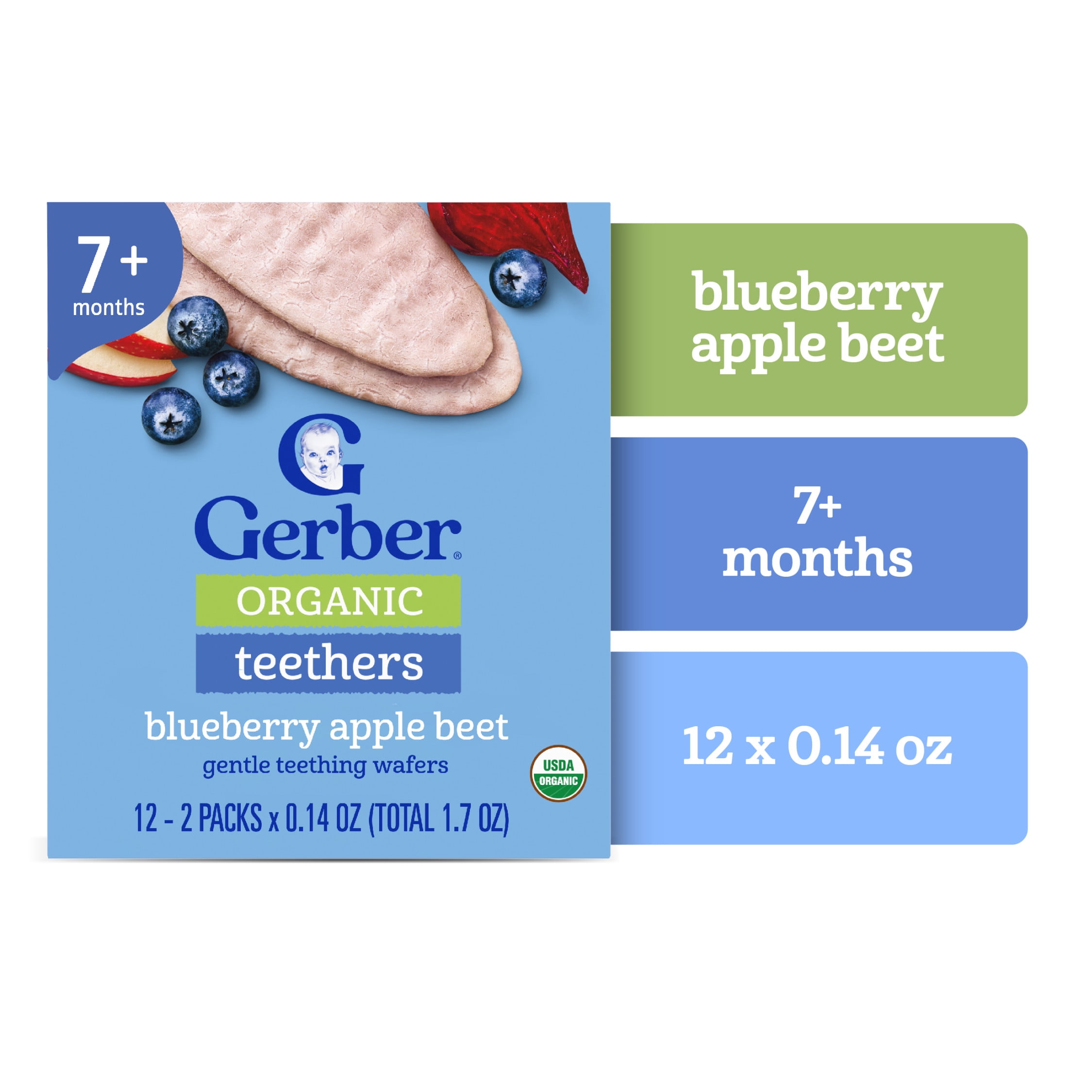 Gerber 2nd Foods Organic for Baby Teethers, Blueberry Apple Beet, 1.7 oz Box (12 Pack)