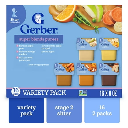 Gerber 2nd Foods Natural for Baby WonderFoods Baby Food, Variety Pack, 4 oz Tubs (32 Pack)