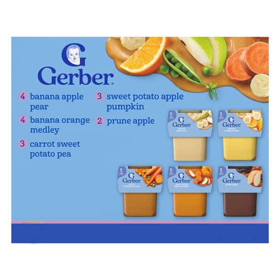 Gerber 2nd Foods Natural for Baby WonderFoods Baby Food, Variety Pack, 4 oz Tubs (32 Pack)