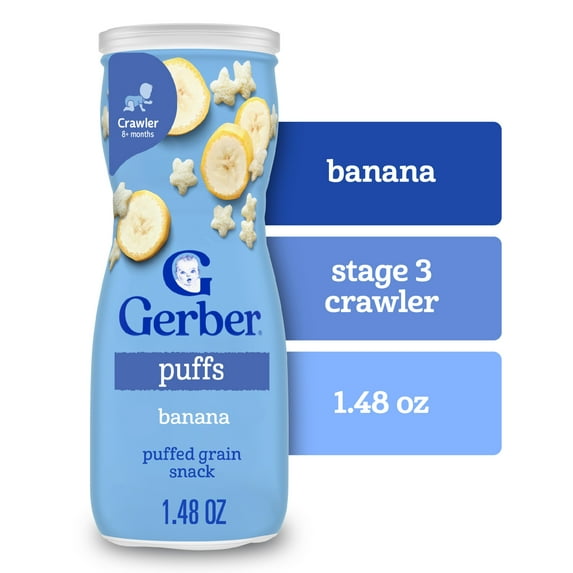 Gerber Stage 3 Toddler Snacks, Banana Puffs, Puffed Grain Snack