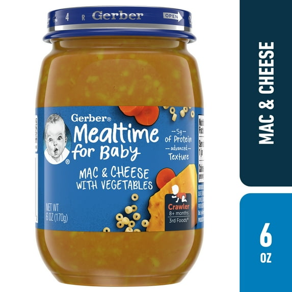 Gerber 3rd Foods Mealtime for Baby Baby Food, Mac & Cheese with Vegetables, 6 oz Jar