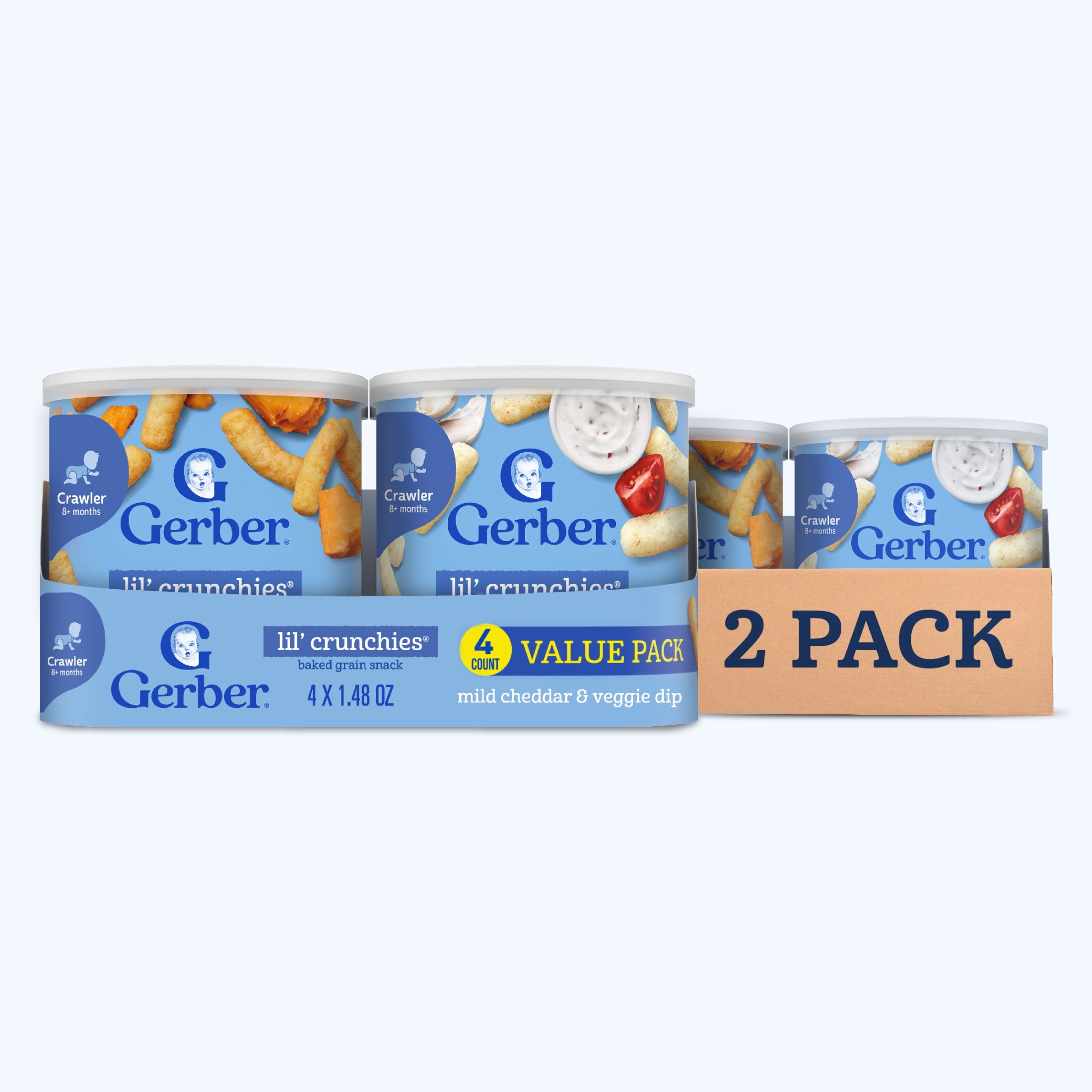 Gerber Snacks for Baby Lil' Crunchies Baked Corn, Value Pack, 1.48 oz Canister (8 Pack)