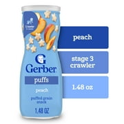 Gerber Snacks for Baby Grain & Grow Puffs, Peach, 1.48 oz Canister